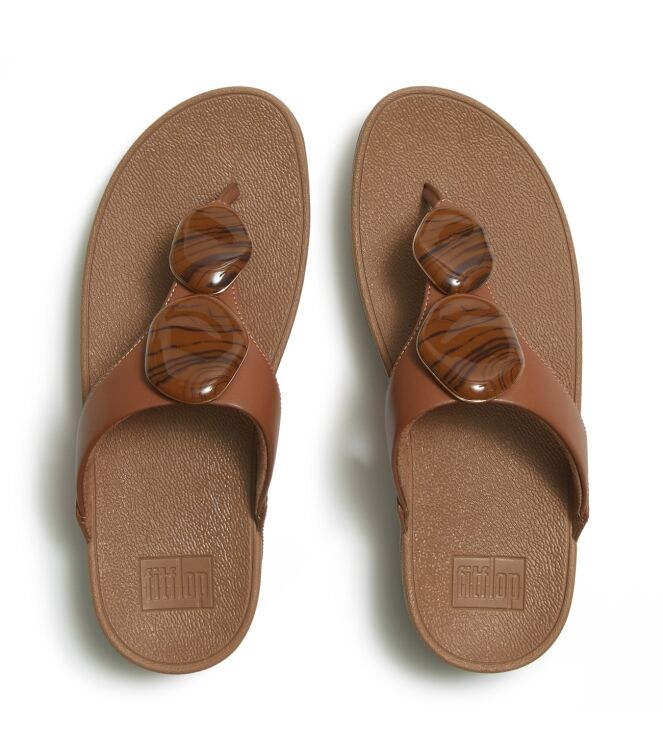 FitFlop lulu marbled-stone toe-post sandals deep tan Direct leverbaar uit de webshop van www.meijerink-schoenen.nl/
