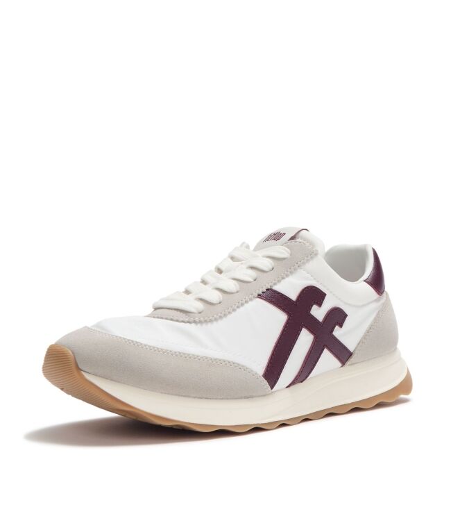 FitFlop retro-q ff fabric/suede trainers urban white/dark merlot Direct leverbaar uit de webshop van www.meijerink-schoenen.nl/