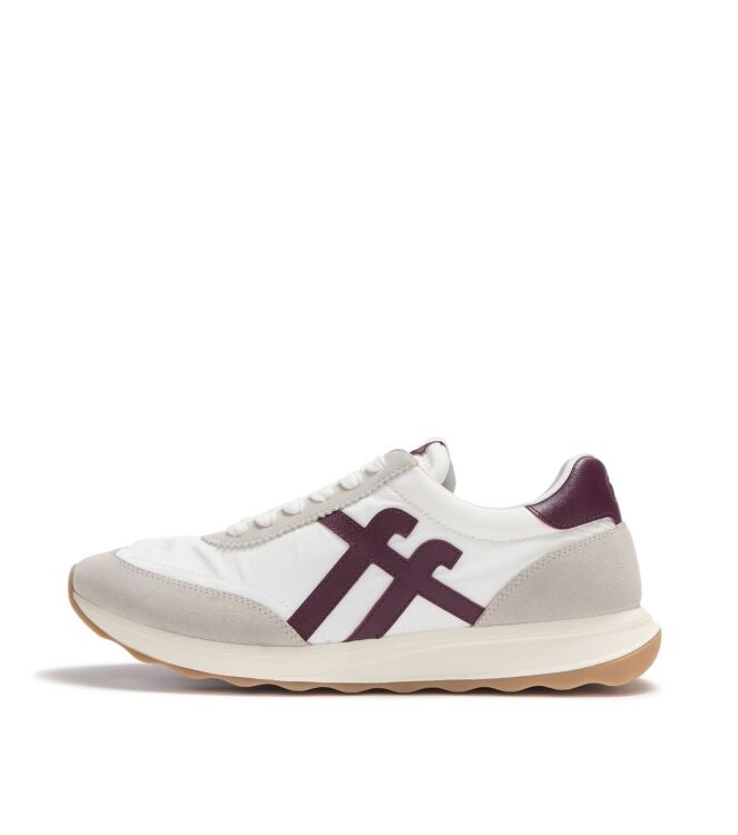 FitFlop retro-q ff fabric/suede trainers urban white/dark merlot Direct leverbaar uit de webshop van www.meijerink-schoenen.nl/