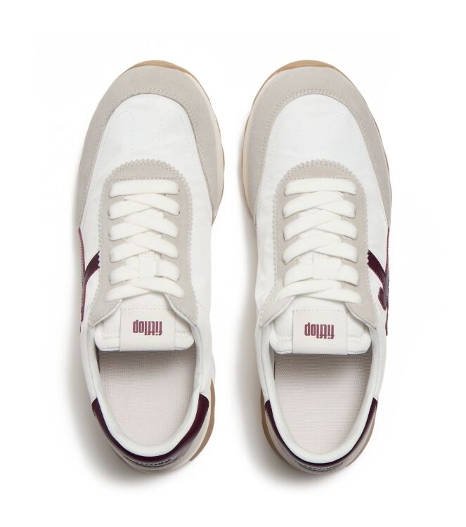 FitFlop retro-q ff fabric/suede trainers urban white/dark merlot Direct leverbaar uit de webshop van www.meijerink-schoenen.nl/