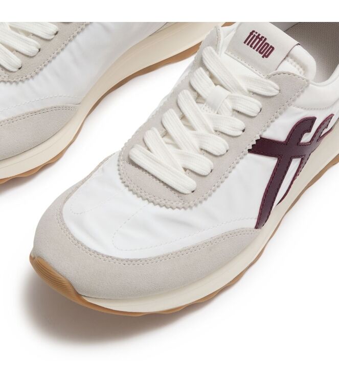 FitFlop retro-q ff fabric/suede trainers urban white/dark merlot Direct leverbaar uit de webshop van www.meijerink-schoenen.nl/