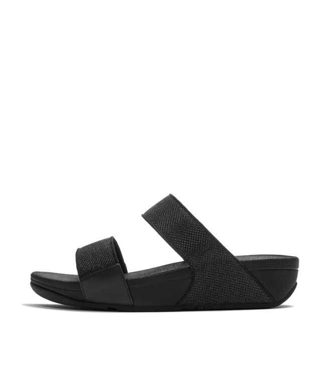 FitFlop lulu shimmerglitz slides black Direct leverbaar uit de webshop van www.meijerink-schoenen.nl/