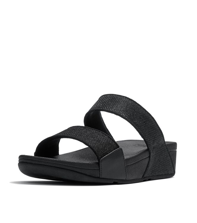 FitFlop lulu shimmerglitz slides black Direct leverbaar uit de webshop van www.meijerink-schoenen.nl/