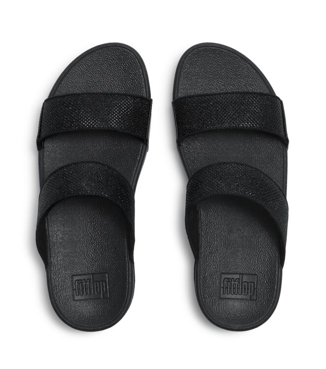 FitFlop lulu shimmerglitz slides black Direct leverbaar uit de webshop van www.meijerink-schoenen.nl/