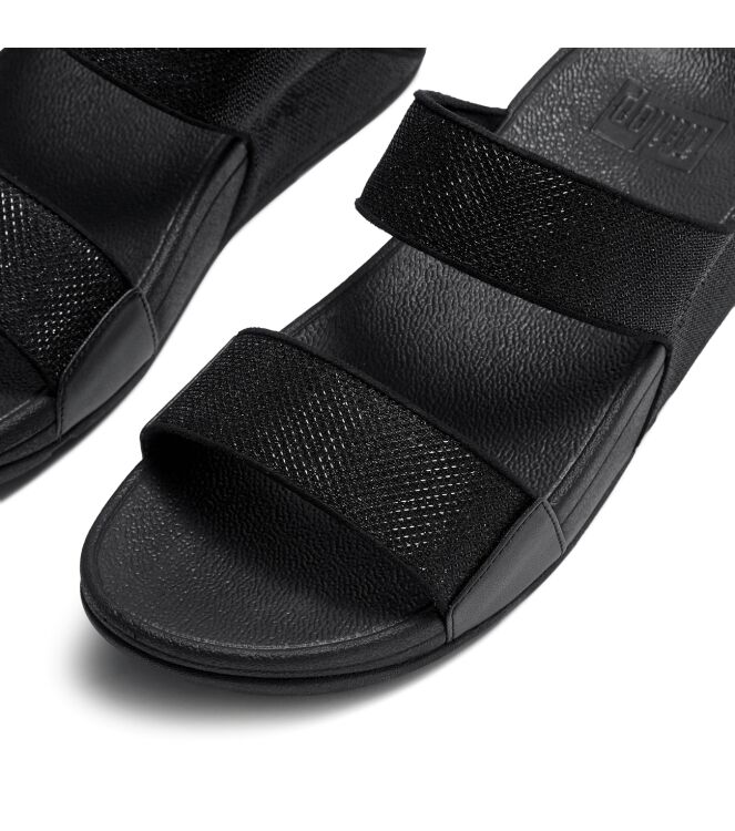 FitFlop lulu shimmerglitz slides black Direct leverbaar uit de webshop van www.meijerink-schoenen.nl/