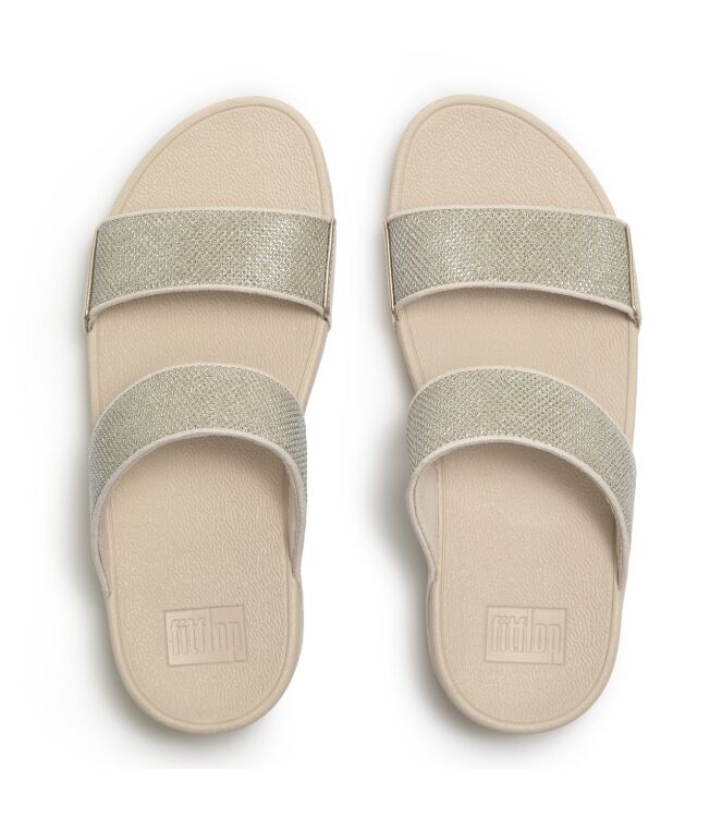 FitFlop lulu shimmerglitz slides platino Direct leverbaar uit de webshop van www.meijerink-schoenen.nl/
