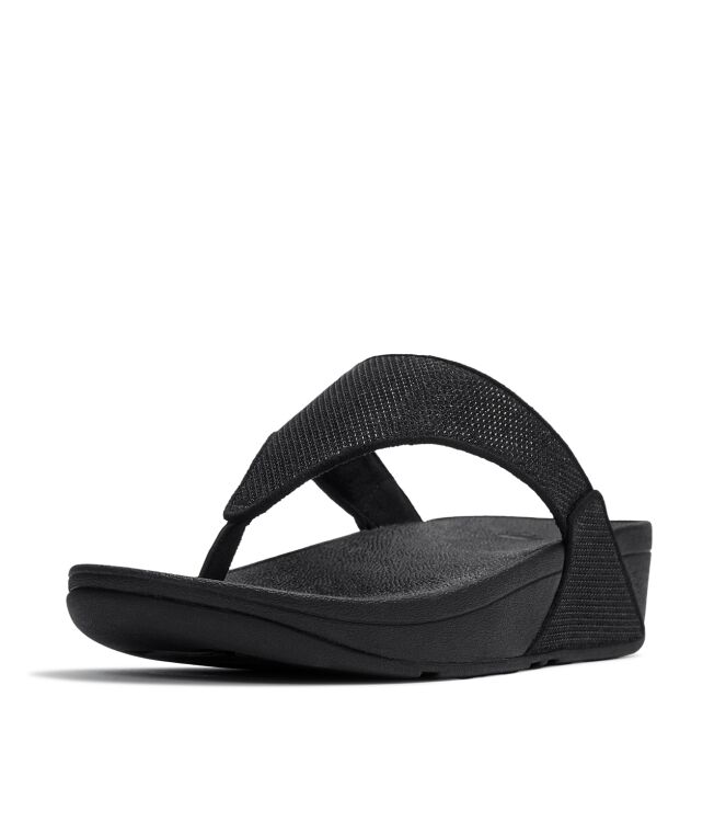 FitFlop lulu shimmerglitz toe-post sandals black Direct leverbaar uit de webshop van www.meijerink-schoenen.nl/