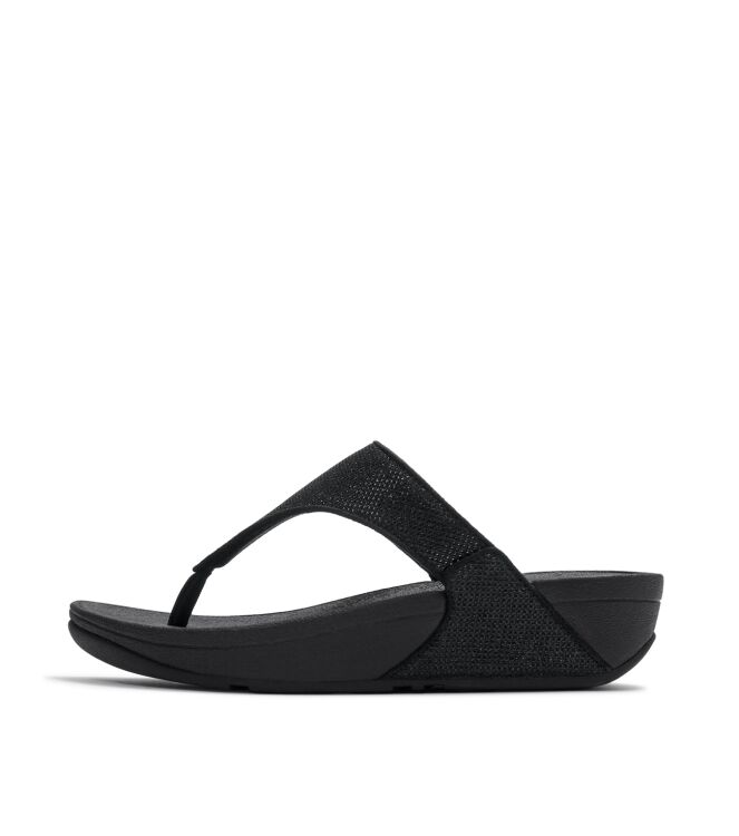 FitFlop lulu shimmerglitz toe-post sandals black Direct leverbaar uit de webshop van www.meijerink-schoenen.nl/