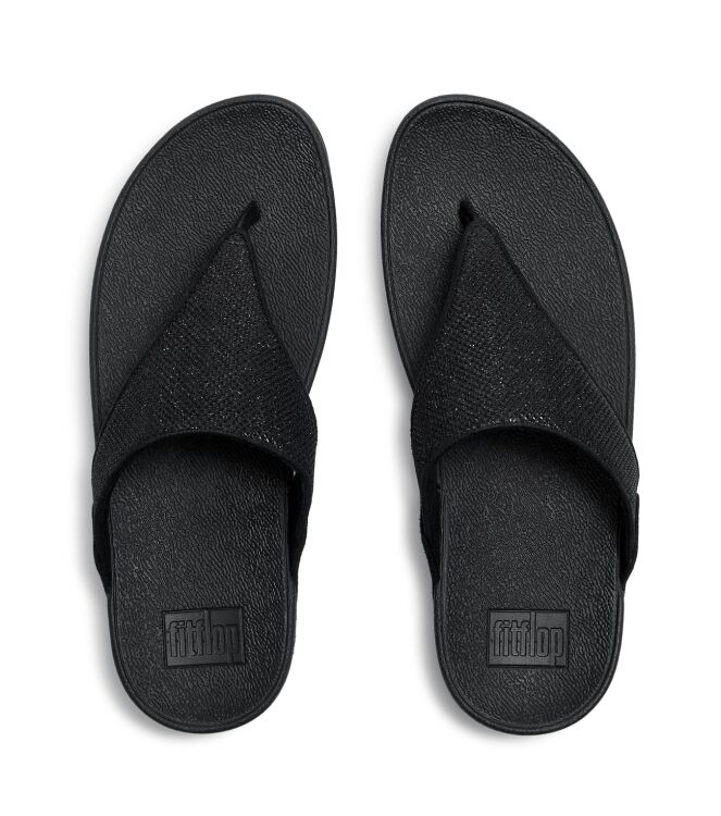 FitFlop lulu shimmerglitz toe-post sandals black Direct leverbaar uit de webshop van www.meijerink-schoenen.nl/
