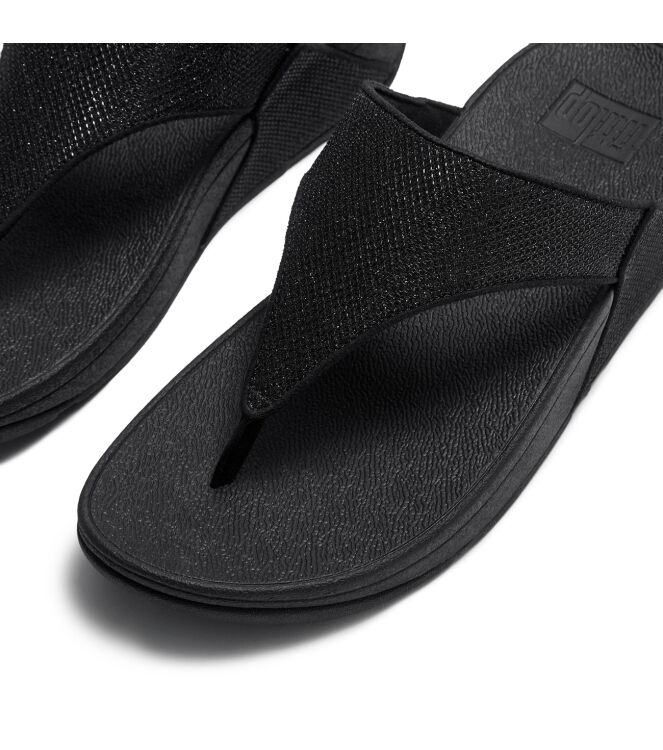 FitFlop lulu shimmerglitz toe-post sandals black Direct leverbaar uit de webshop van www.meijerink-schoenen.nl/