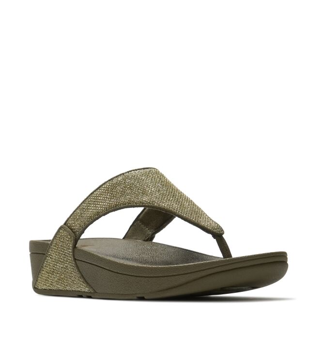 FitFlop lulu shimmerglitz toe-post sandals deep olive Direct leverbaar uit de webshop van www.meijerink-schoenen.nl/