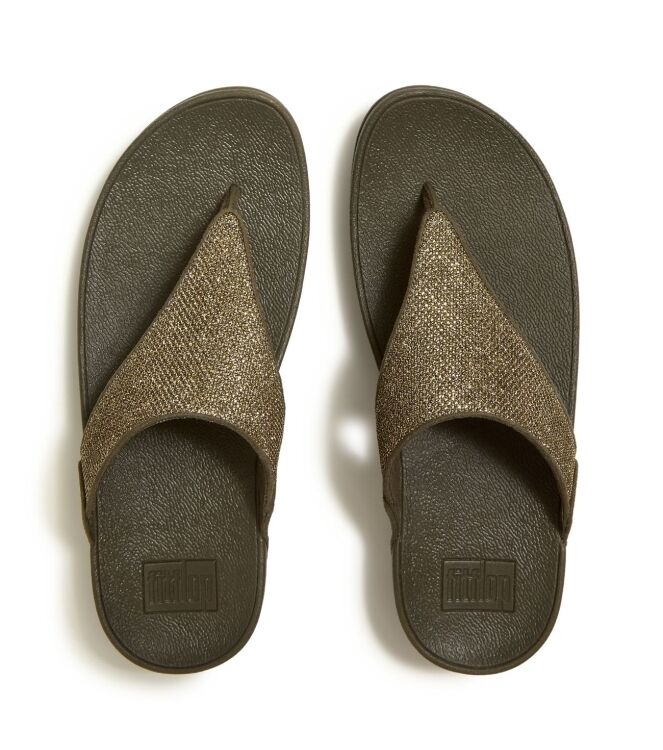 FitFlop lulu shimmerglitz toe-post sandals deep olive Direct leverbaar uit de webshop van www.meijerink-schoenen.nl/