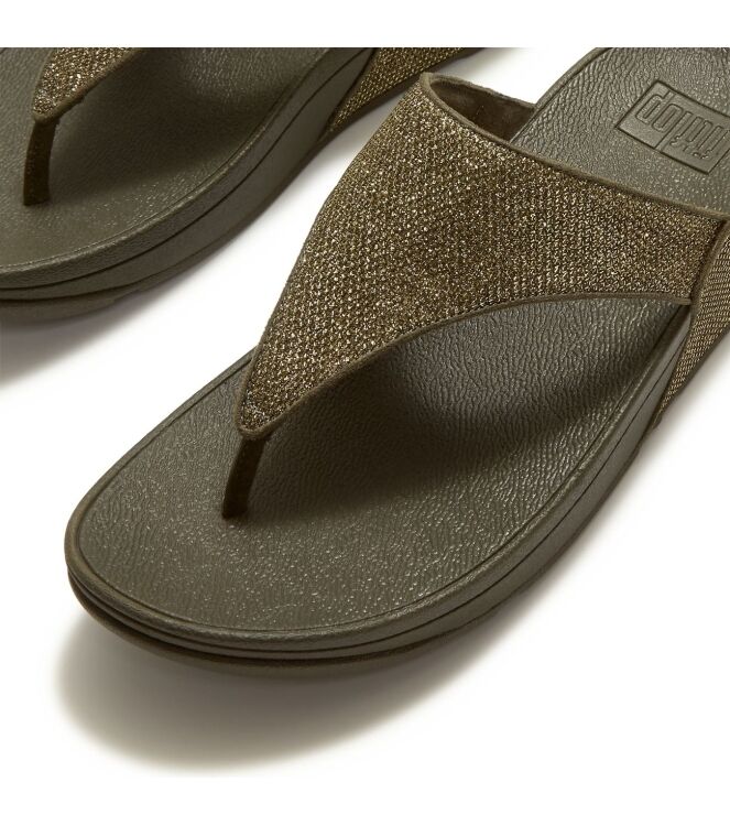 FitFlop lulu shimmerglitz toe-post sandals deep olive Direct leverbaar uit de webshop van www.meijerink-schoenen.nl/