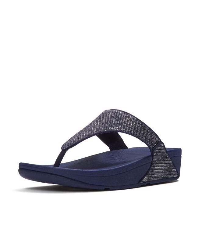 FitFlop lulu shimmerglitz toe-post sandals nightfall blue Direct leverbaar uit de webshop van www.meijerink-schoenen.nl/