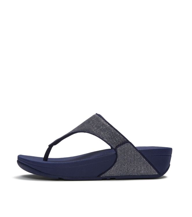 FitFlop lulu shimmerglitz toe-post sandals nightfall blue Direct leverbaar uit de webshop van www.meijerink-schoenen.nl/