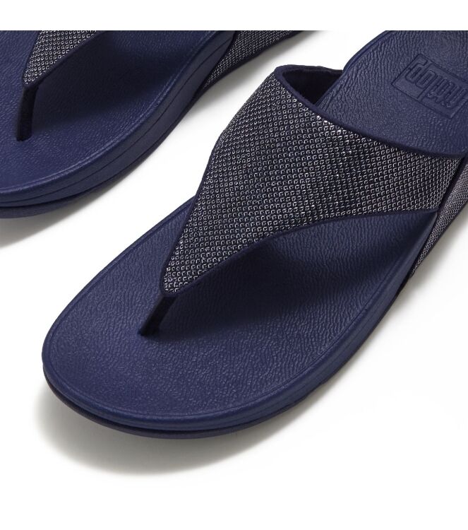 FitFlop lulu shimmerglitz toe-post sandals nightfall blue Direct leverbaar uit de webshop van www.meijerink-schoenen.nl/
