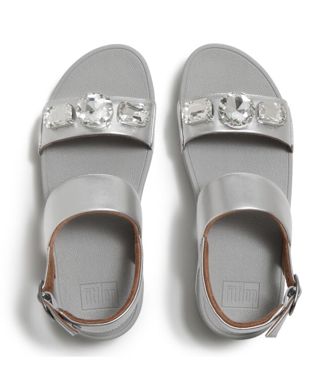 FitFlop lulu ultra-jewel metallic back-strap sandals silver Direct leverbaar uit de webshop van www.meijerink-schoenen.nl/