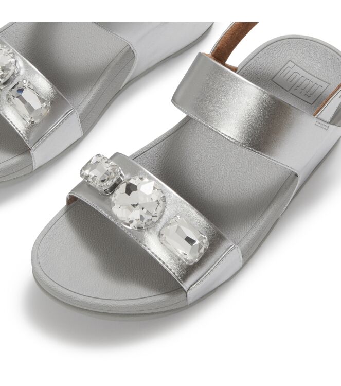 FitFlop lulu ultra-jewel metallic back-strap sandals silver Direct leverbaar uit de webshop van www.meijerink-schoenen.nl/