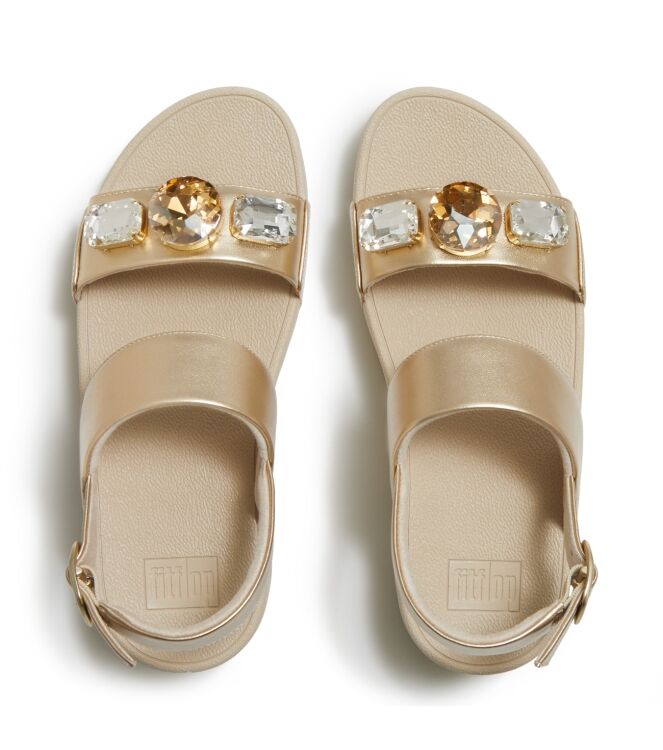 FitFlop lulu ultra-jewel metallic back-strap sandals platino Direct leverbaar uit de webshop van www.meijerink-schoenen.nl/