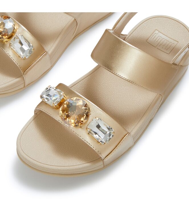 FitFlop lulu ultra-jewel metallic back-strap sandals platino Direct leverbaar uit de webshop van www.meijerink-schoenen.nl/