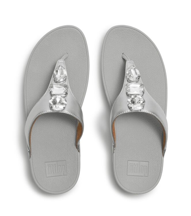 FitFlop lulu ultra-jewel metallic toe-post sandals silver Direct leverbaar uit de webshop van www.meijerink-schoenen.nl/