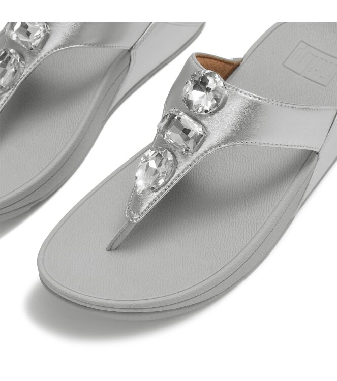 FitFlop lulu ultra-jewel metallic toe-post sandals silver Direct leverbaar uit de webshop van www.meijerink-schoenen.nl/