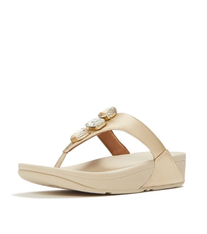 FitFlop lulu ultra-jewel metallic toe-post sandals platino Direct leverbaar uit de webshop van www.meijerink-schoenen.nl/