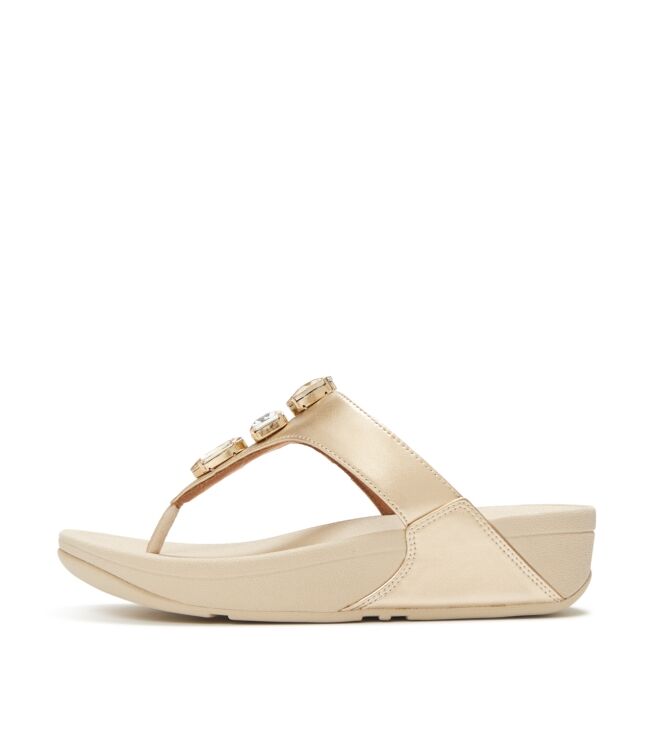 FitFlop lulu ultra-jewel metallic toe-post sandals platino Direct leverbaar uit de webshop van www.meijerink-schoenen.nl/