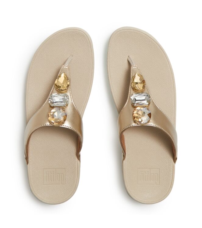 FitFlop lulu ultra-jewel metallic toe-post sandals platino Direct leverbaar uit de webshop van www.meijerink-schoenen.nl/