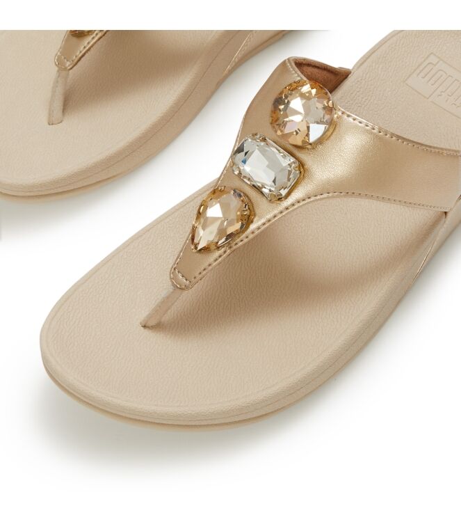 FitFlop lulu ultra-jewel metallic toe-post sandals platino Direct leverbaar uit de webshop van www.meijerink-schoenen.nl/