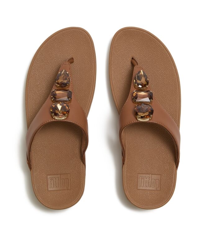 FitFlop lulu ultra-jewel toe-post sandals deep tan Direct leverbaar uit de webshop van www.meijerink-schoenen.nl/