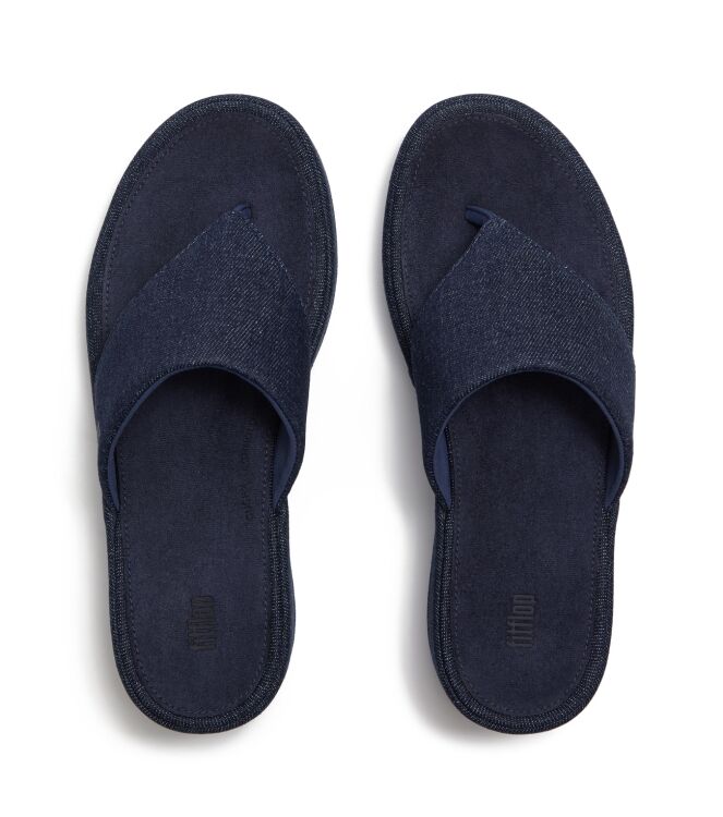 FitFlop platfforms denim wedge toe-post sandals dark denim Direct leverbaar uit de webshop van www.meijerink-schoenen.nl/