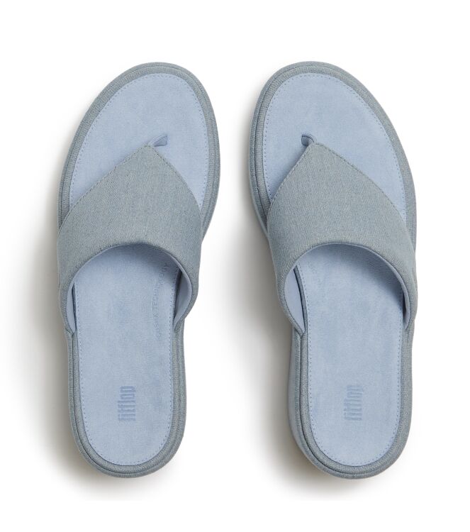 FitFlop platfforms denim wedge toe-post sandals light denim Direct leverbaar uit de webshop van www.meijerink-schoenen.nl/