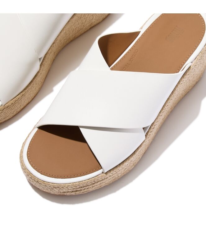 FitFlop platfforms espadrille leather wedge cross slides urban white Direct leverbaar uit de webshop van www.meijerink-schoenen.nl/