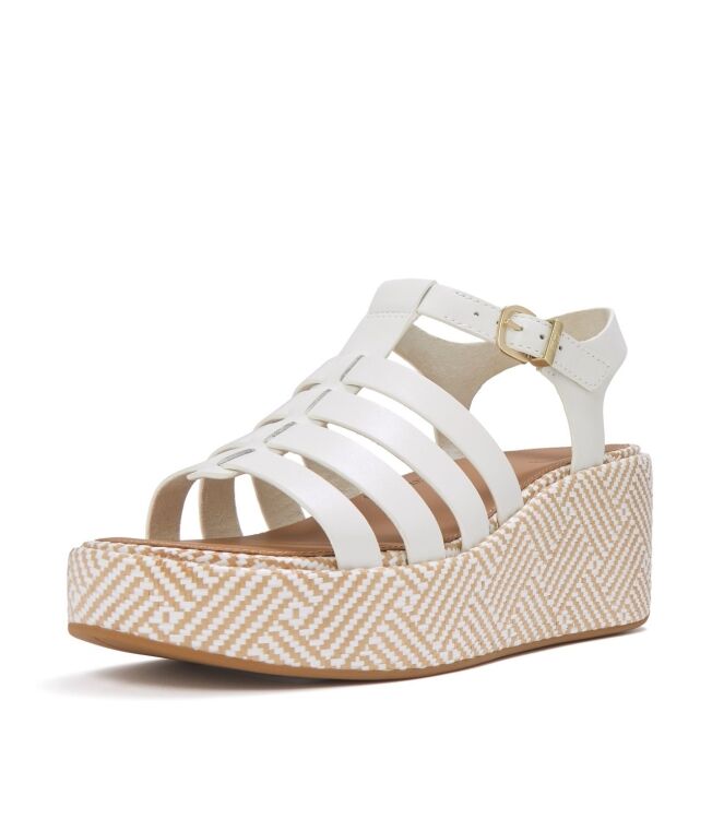 FitFlop platfforms graphic-weave leather fisherman sandals urban white Direct leverbaar uit de webshop van www.meijerink-schoenen.nl/