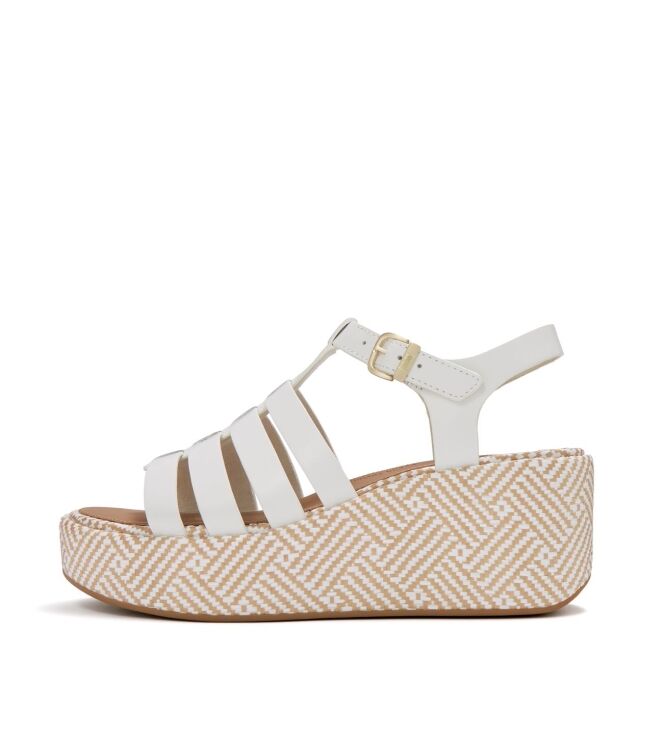 FitFlop platfforms graphic-weave leather fisherman sandals urban white Direct leverbaar uit de webshop van www.meijerink-schoenen.nl/