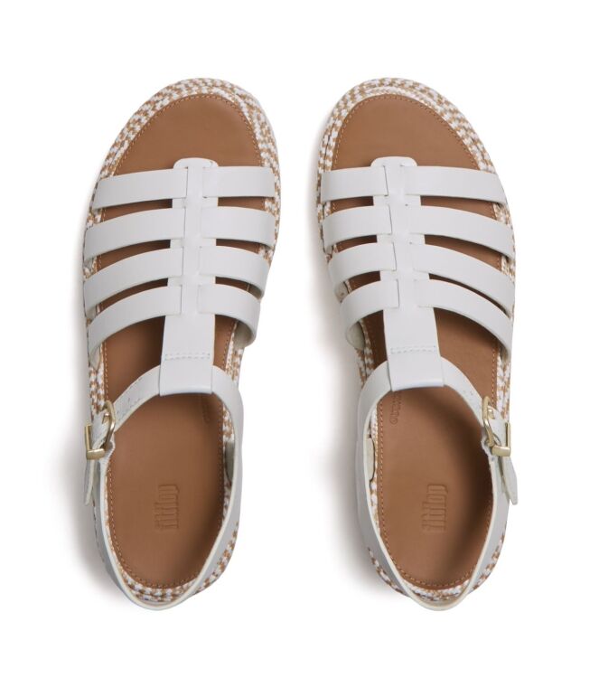 FitFlop platfforms graphic-weave leather fisherman sandals urban white Direct leverbaar uit de webshop van www.meijerink-schoenen.nl/