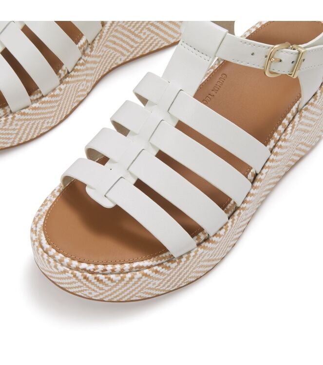 FitFlop platfforms graphic-weave leather fisherman sandals urban white Direct leverbaar uit de webshop van www.meijerink-schoenen.nl/