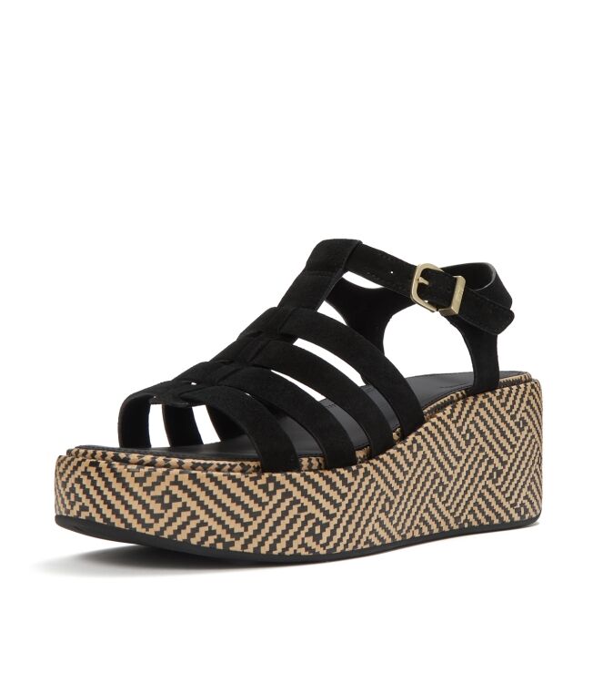 FitFlop platfforms graphic-weave suede fisherman sandals black Direct leverbaar uit de webshop van www.meijerink-schoenen.nl/