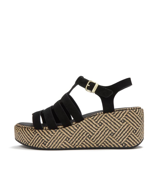 FitFlop platfforms graphic-weave suede fisherman sandals black Direct leverbaar uit de webshop van www.meijerink-schoenen.nl/