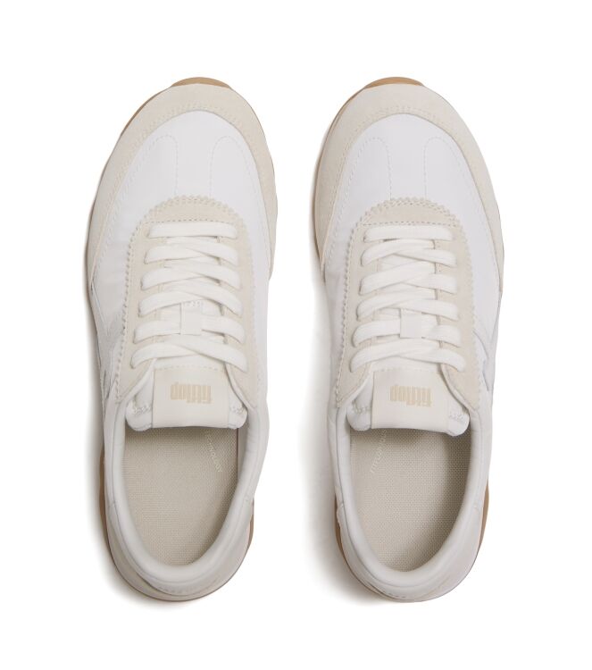 FitFlop retro-q ff fabric/suede sneakers urban white mix Direct leverbaar uit de webshop van www.meijerink-schoenen.nl/