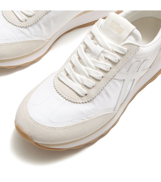 FitFlop retro-q ff fabric/suede sneakers urban white mix Direct leverbaar uit de webshop van www.meijerink-schoenen.nl/