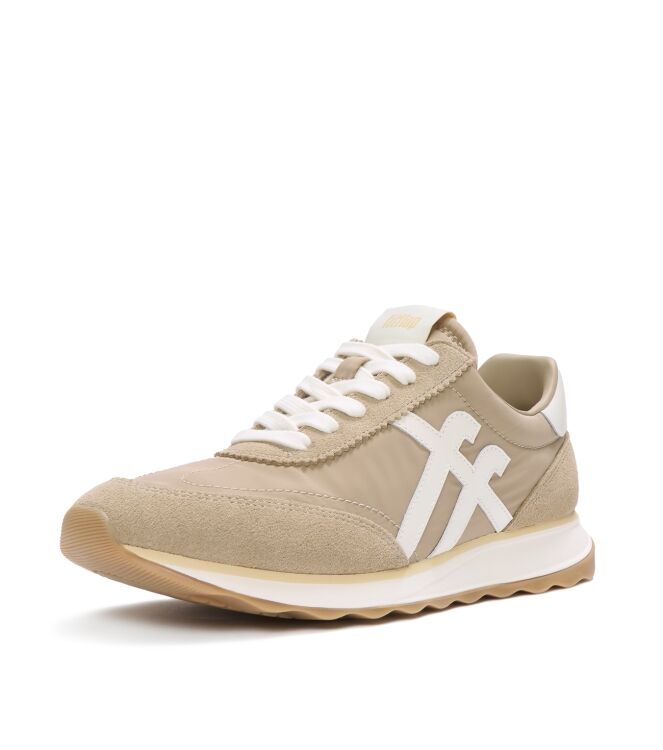 FitFlop retro-q ff fabric/suede sneakers cappuccino/cream Direct leverbaar uit de webshop van www.meijerink-schoenen.nl/