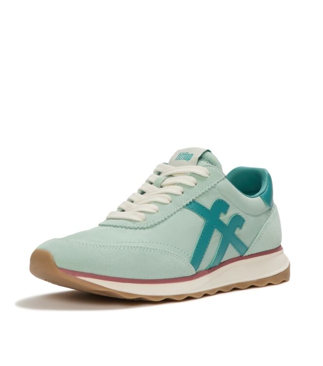 FitFlop retro-q ff fabric/suede sneakers mint whisper/teal Direct leverbaar uit de webshop van www.meijerink-schoenen.nl/