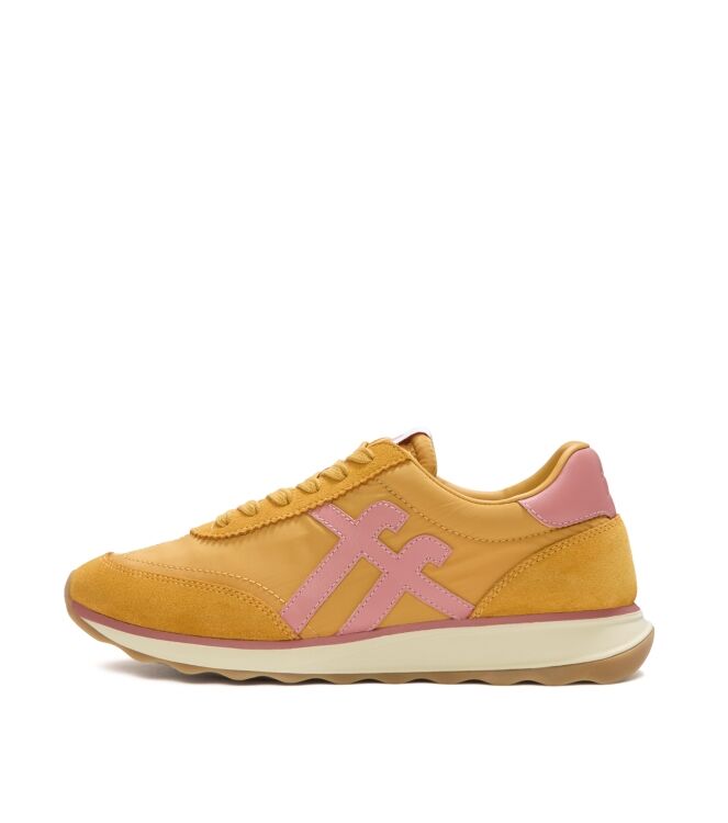 FitFlop retro-q ff fabric/suede sneakers turmeric/desert blush Direct leverbaar uit de webshop van www.meijerink-schoenen.nl/