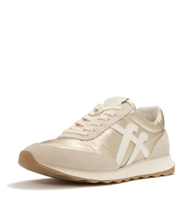 FitFlop retro-q ff metallic-fabric/suede sneakers platino Direct leverbaar uit de webshop van www.meijerink-schoenen.nl/