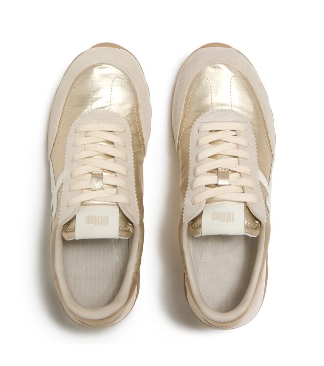 FitFlop retro-q ff metallic-fabric/suede sneakers platino Direct leverbaar uit de webshop van www.meijerink-schoenen.nl/