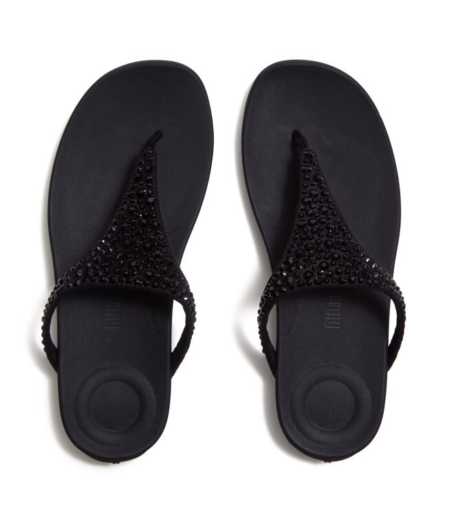 FitFlop solay mixed-crystal toe-post sandals black Direct leverbaar uit de webshop van www.meijerink-schoenen.nl/