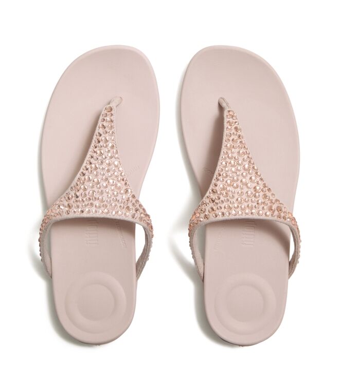 FitFlop solay mixed-crystal toe-post sandals nude rose Direct leverbaar uit de webshop van www.meijerink-schoenen.nl/