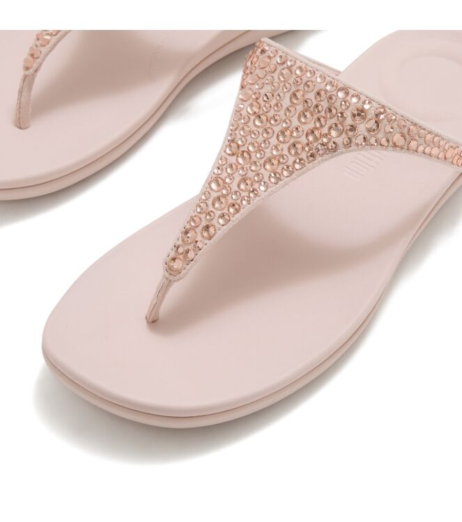 FitFlop solay mixed-crystal toe-post sandals nude rose Direct leverbaar uit de webshop van www.meijerink-schoenen.nl/